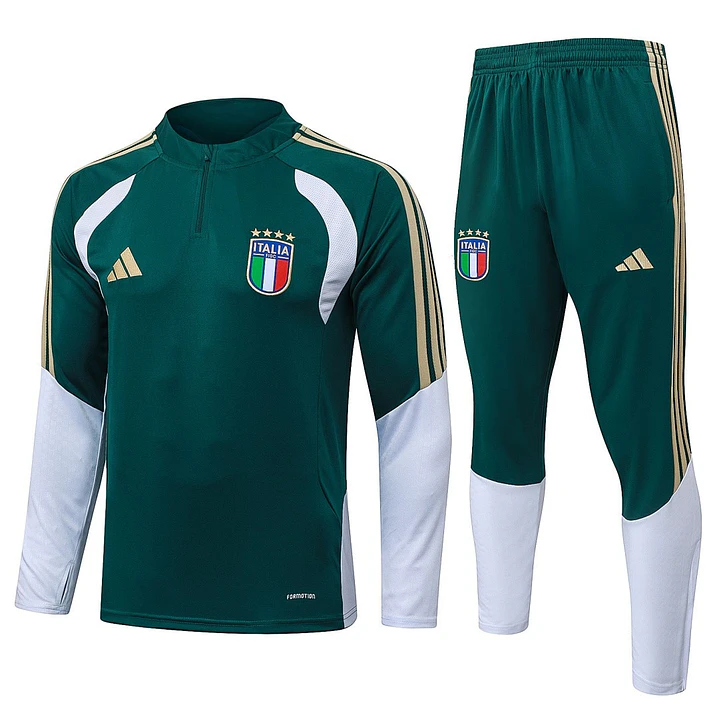 CONJUNTO DE TREINO ITÁLIA 26/27 - MEIO ZÍPER - Verde Escuro 1