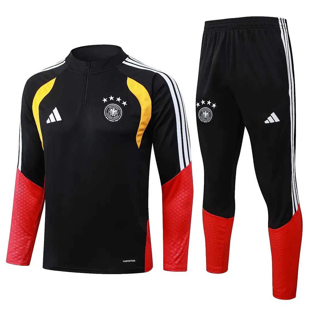 CONJUNTO DE TREINO ALEMANHA 26/27 - MEIO ZÍPER - Preto e Vermelho 1