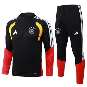 CONJUNTO DE TREINO ALEMANHA 26/27 - MEIO ZÍPER - Preto e Vermelho