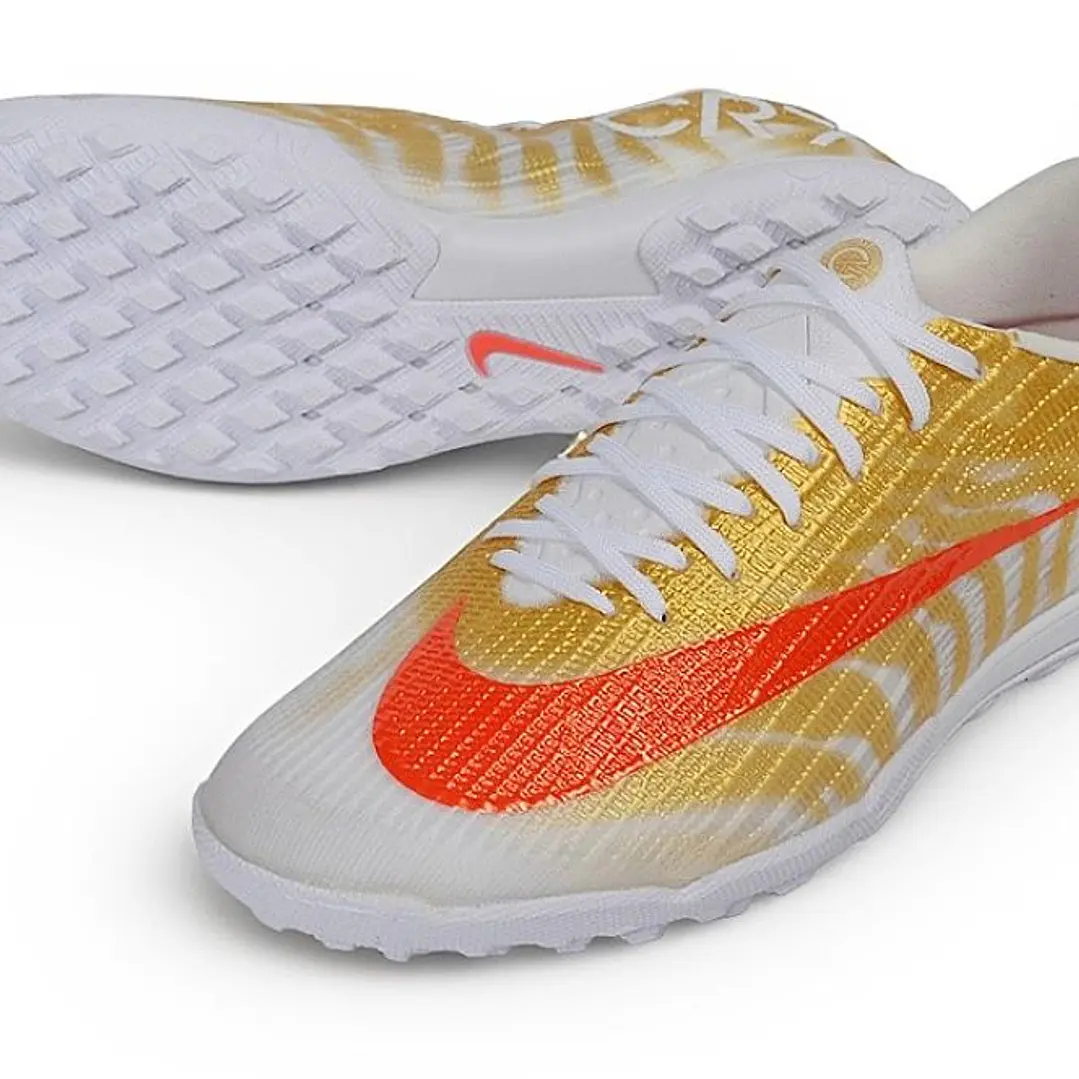 Chuteira Nike Air Zoom Mercurial Superfly XI Elite TF - Dourado e Branco CR7 2