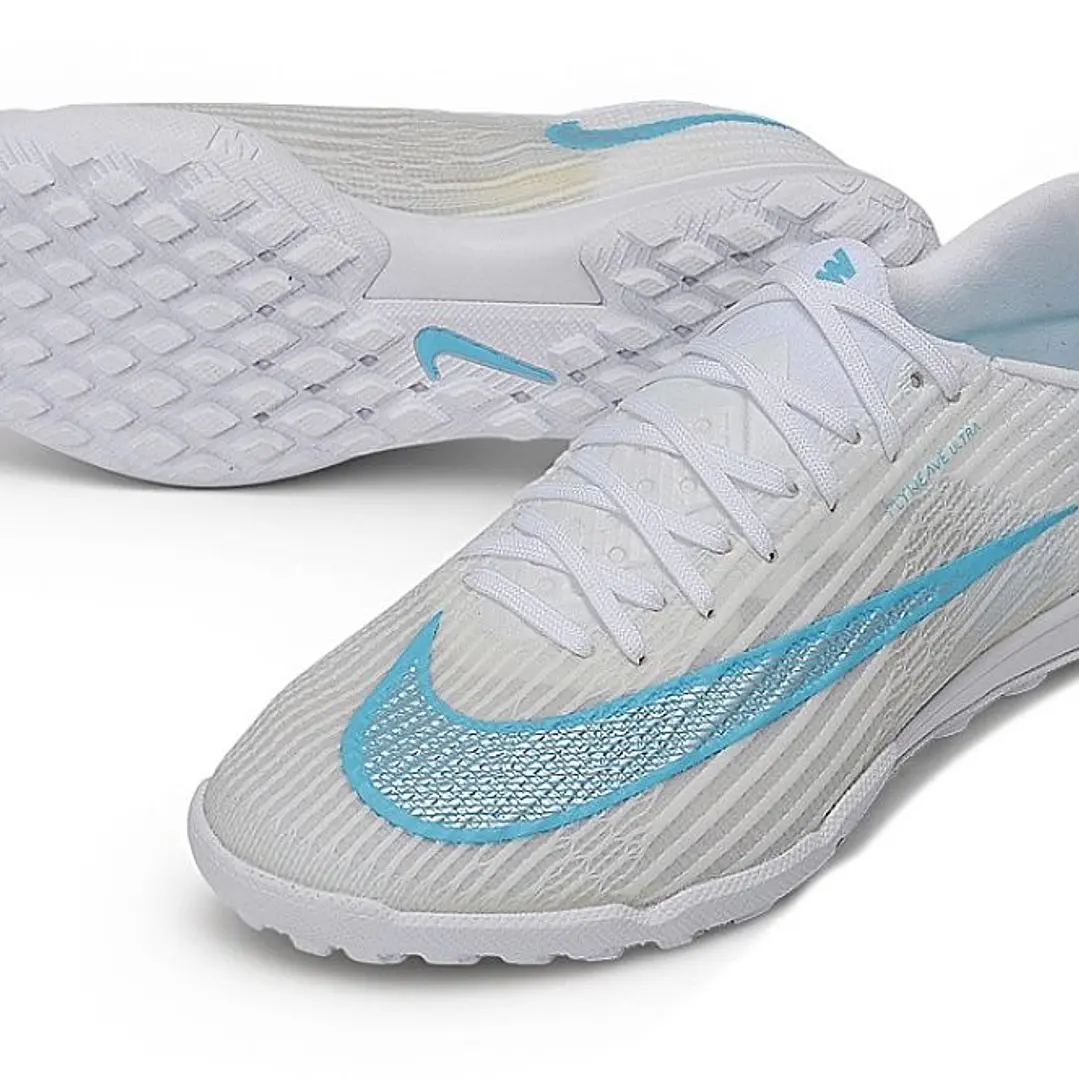 Chuteira Nike Air Zoom Mercurial Superfly XI Elite TF - Branco e Azul Claro 2