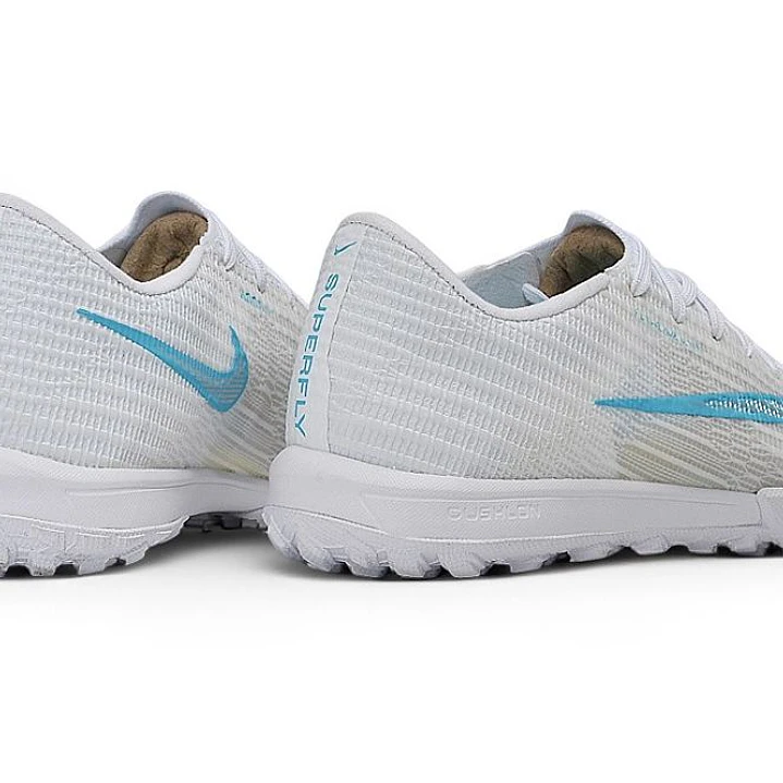 Chuteira Nike Air Zoom Mercurial Superfly XI Elite TF - Branco e Azul Claro 4