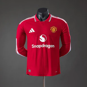 CAMISA MANCHESTER UNITED 26/27 CASA - Versão Jogador Slim Fit - Manga Longa