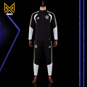FATO DE TREINO / CONJUNTO DE FRIO FLAMENGO, PRETO E DOURADO