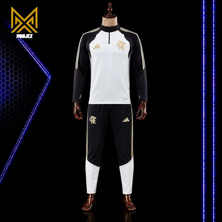 FATO DE TREINO / CONJUNTO DE FRIO FLAMENGO, BRANCO, PRETO E DOURADO 1