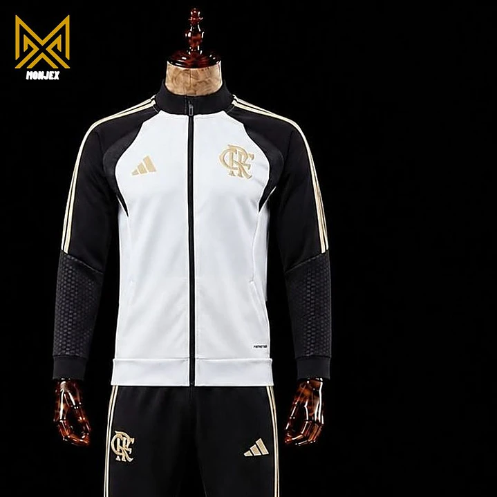 FATO DE TREINO / CONJUNTO DE FRIO FLAMENGO, BRANCO COM GOLA PRETA 2
