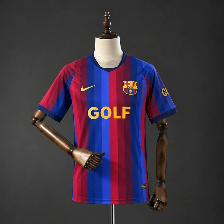 CAMISETA BARCELONA 26/27 LOCAL x GOLF WANG, Azul y granate 1