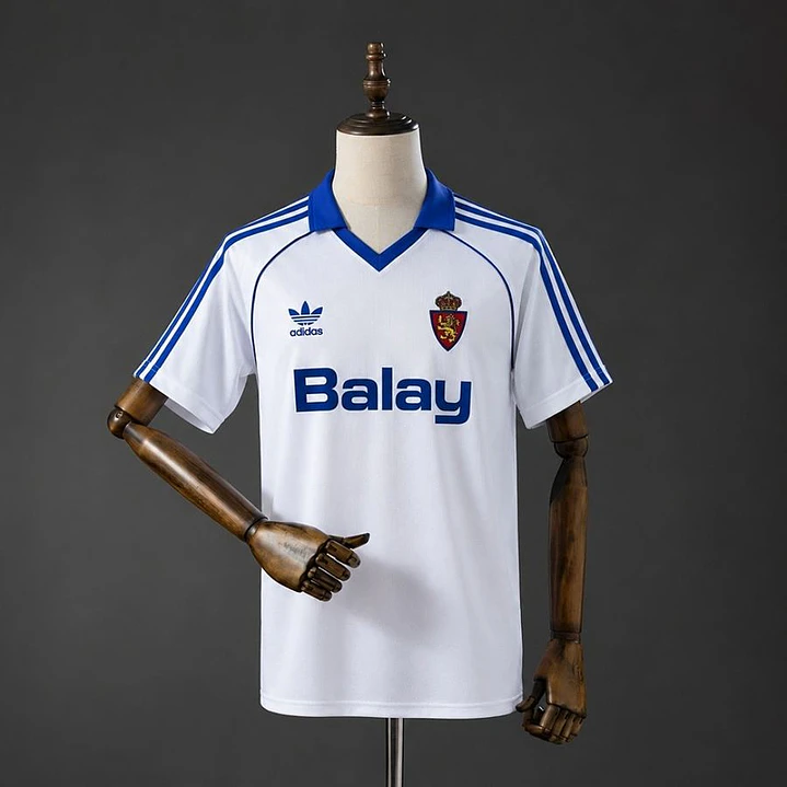 CAMISA REAL ZARAGOZA 86/87 CASA RETRÔ, Branca e azul 1