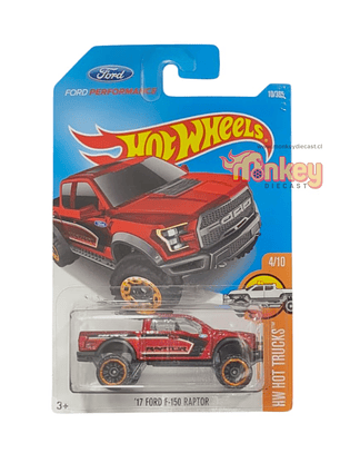 17 Ford F-150 Raptor roja - hot wheels 2016