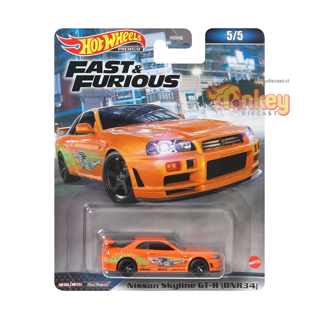 nissan skyline GT-R BNR34 - hot wheels rapido y furiosos 1