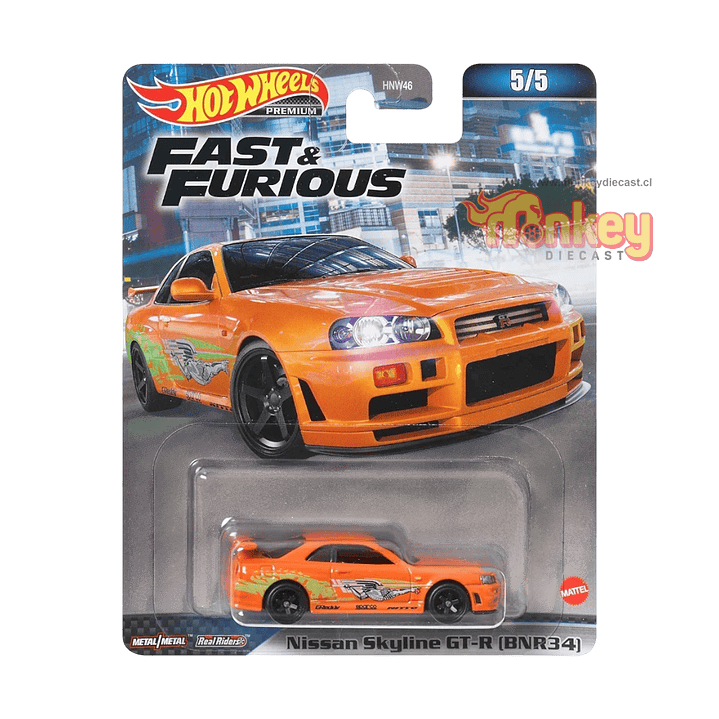 nissan skyline GT-R BNR34 - hot wheels rapido y furiosos 1
