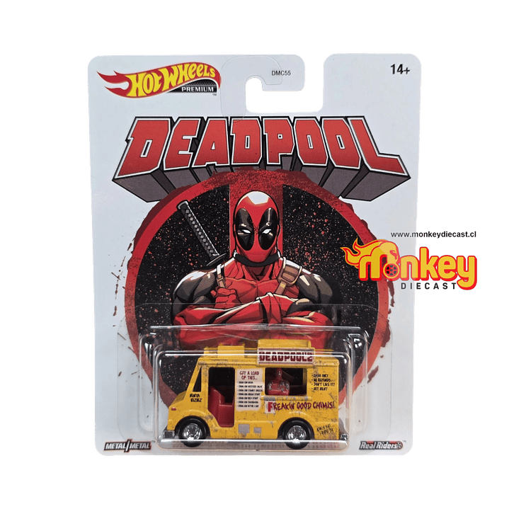 deadpool chimichanga truck - hot wheels premium 2020 detalle carton 1