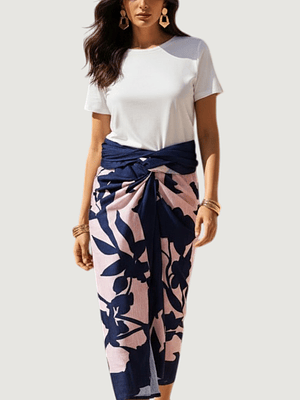 Falda Pareo Floral Azulada