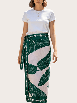 Falda Pareo Hojas de Platano Verde