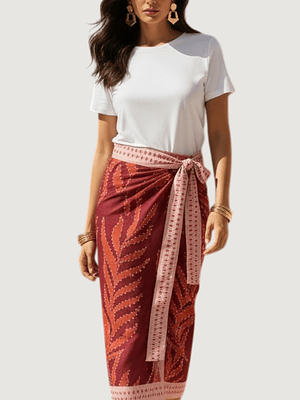 Falda Pareo Hojas Punteadas