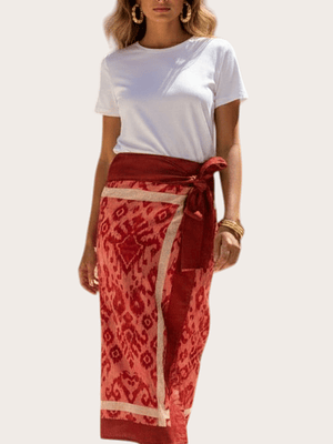 Falda Pareo Ikat Terracota