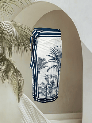 Falda Pareo Palmas Azules