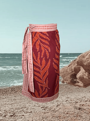 Falda Pareo Hojas Punteadas