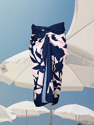 Falda Pareo Floral Azulada