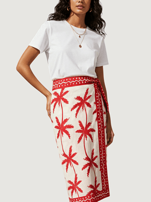 Falda Pareo Palmas Rojas