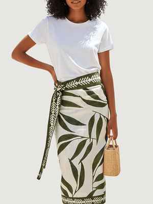 Falda Pareo Hojas Verdes