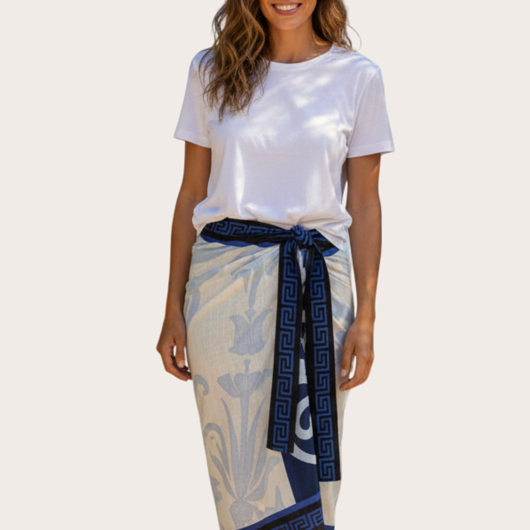 Falda Pareo Arabescos Azules 2