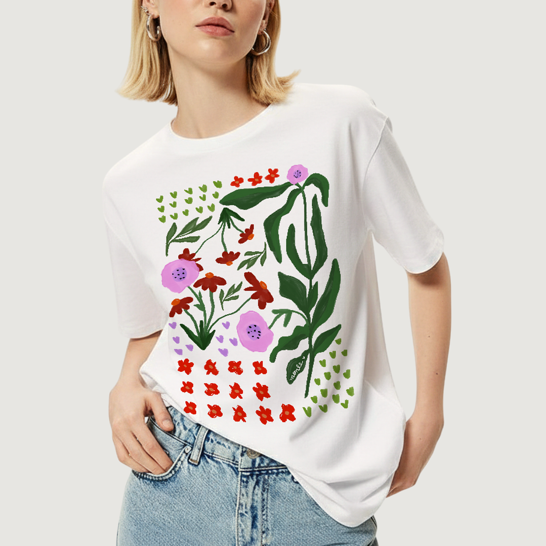 Camiseta Flores y hojas 1