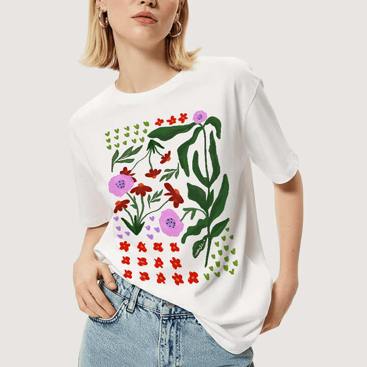 Camiseta Flores y hojas 1