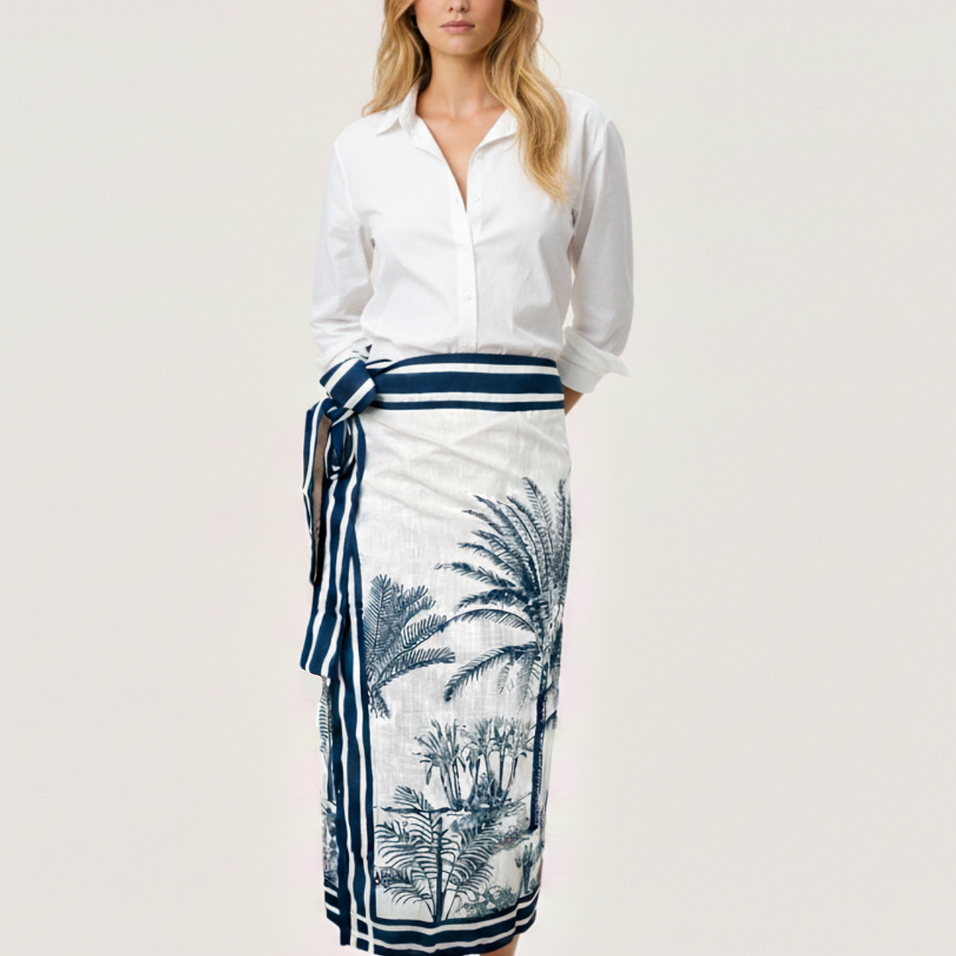 Falda Pareo Palmas Azules 2