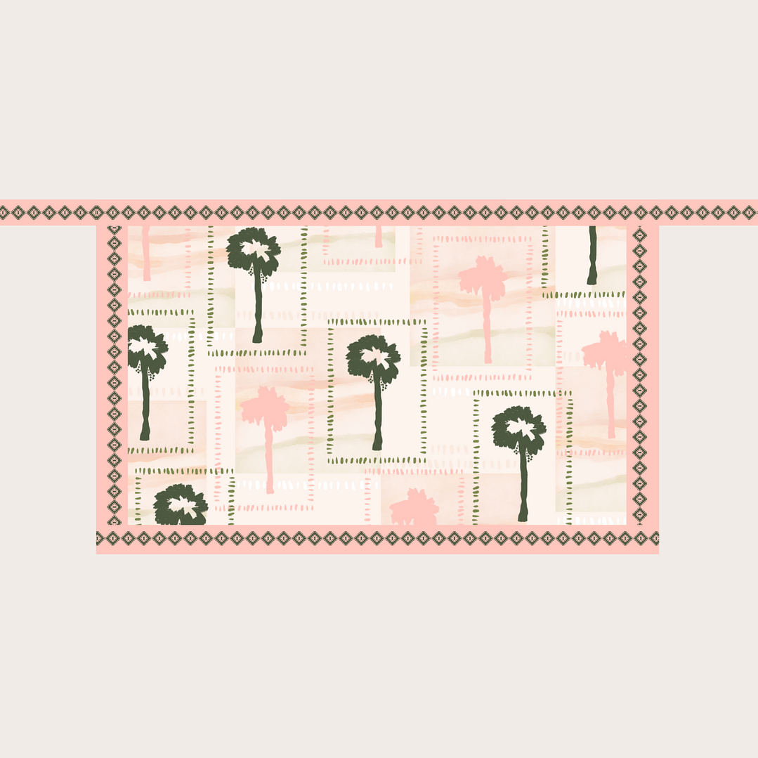 Falda Pareo Palmas y lineas rosa 3