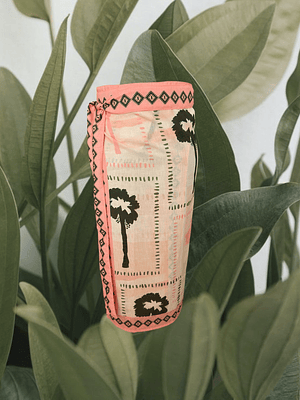 Falda Pareo Palmas y lineas rosa