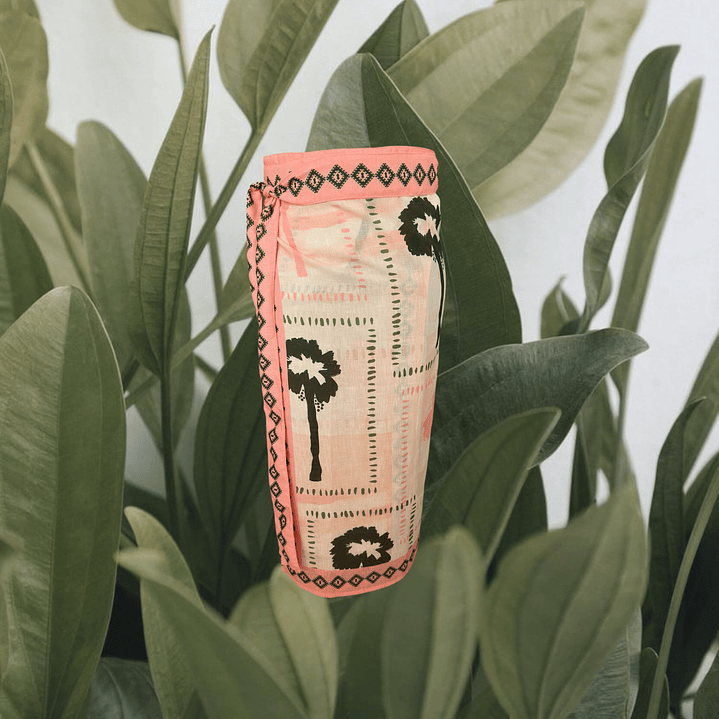 Falda Pareo Palmas y lineas rosa 1