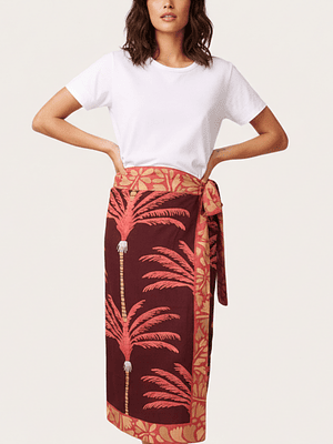 Falda Pareo Palmas Terracota 