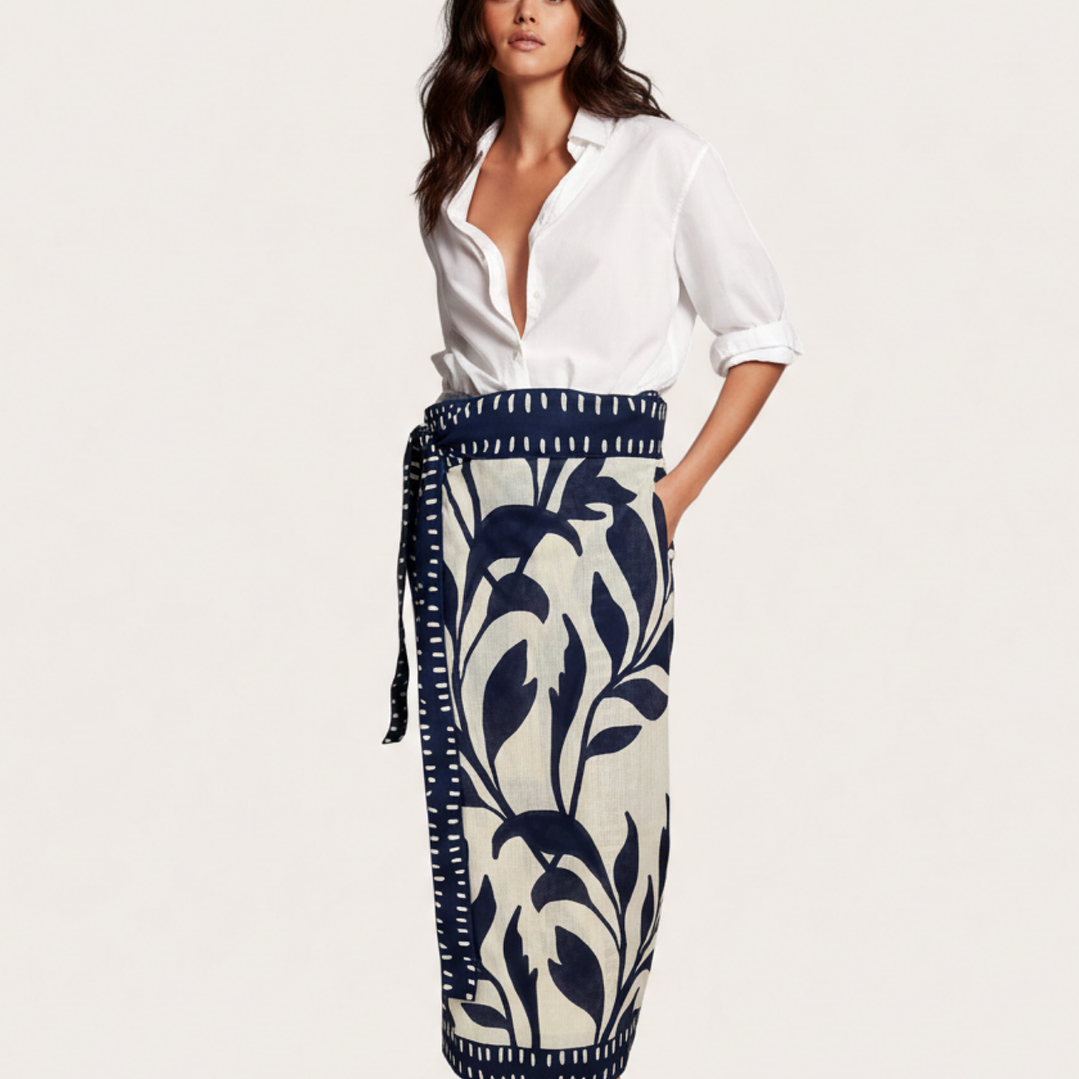 Falda Pareo Hojas Azules 2