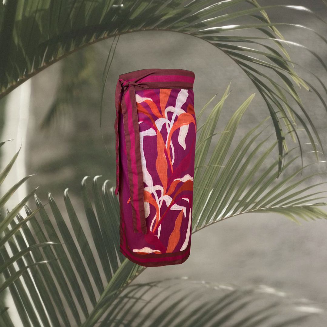 Falda Pareo Hojas Tropicales 1