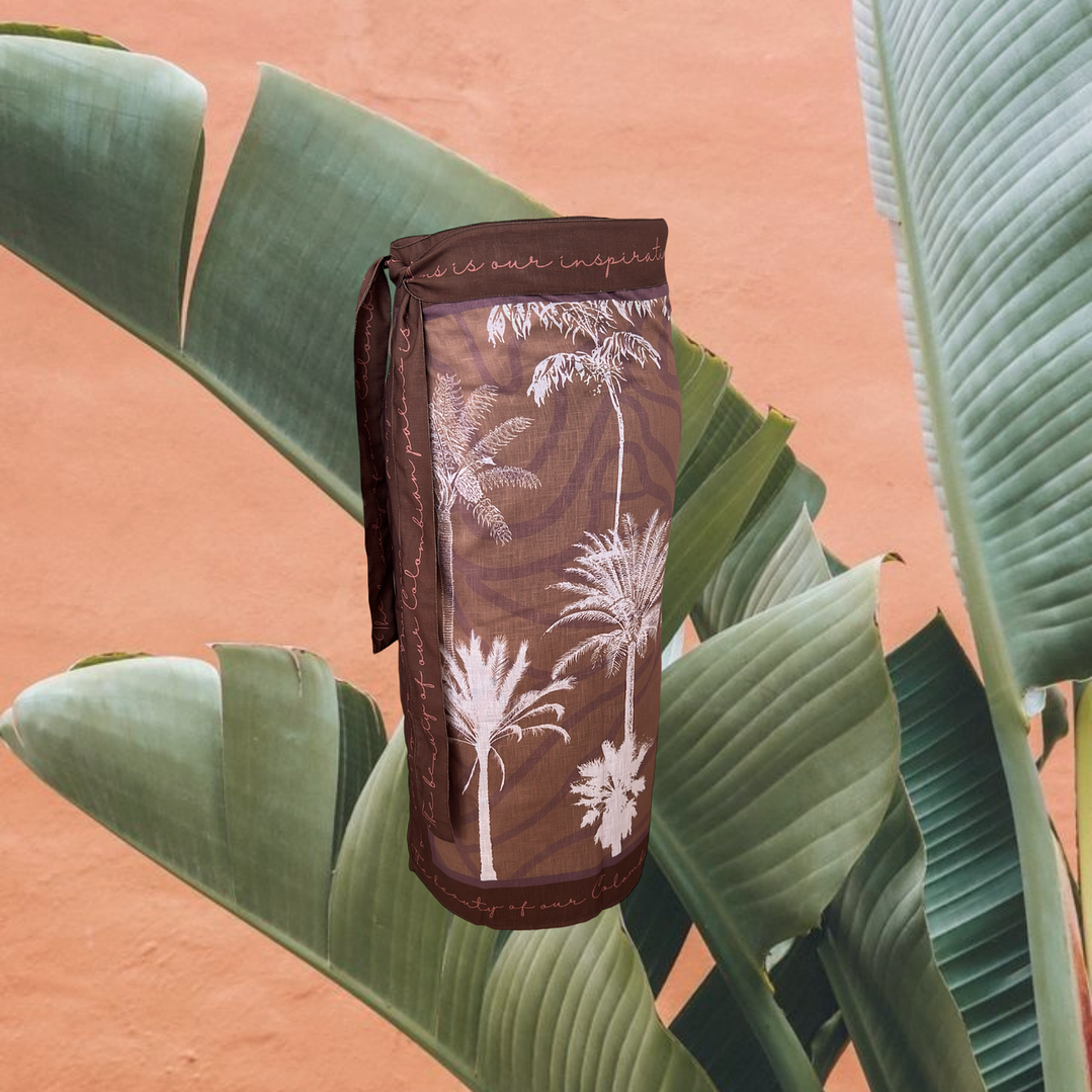 Falda Pareo Hojas Palmas Colombia Cafe 1