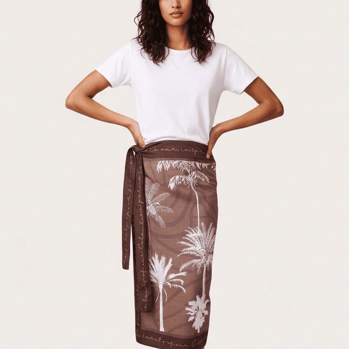 Falda Pareo Hojas Palmas Colombia Cafe 2