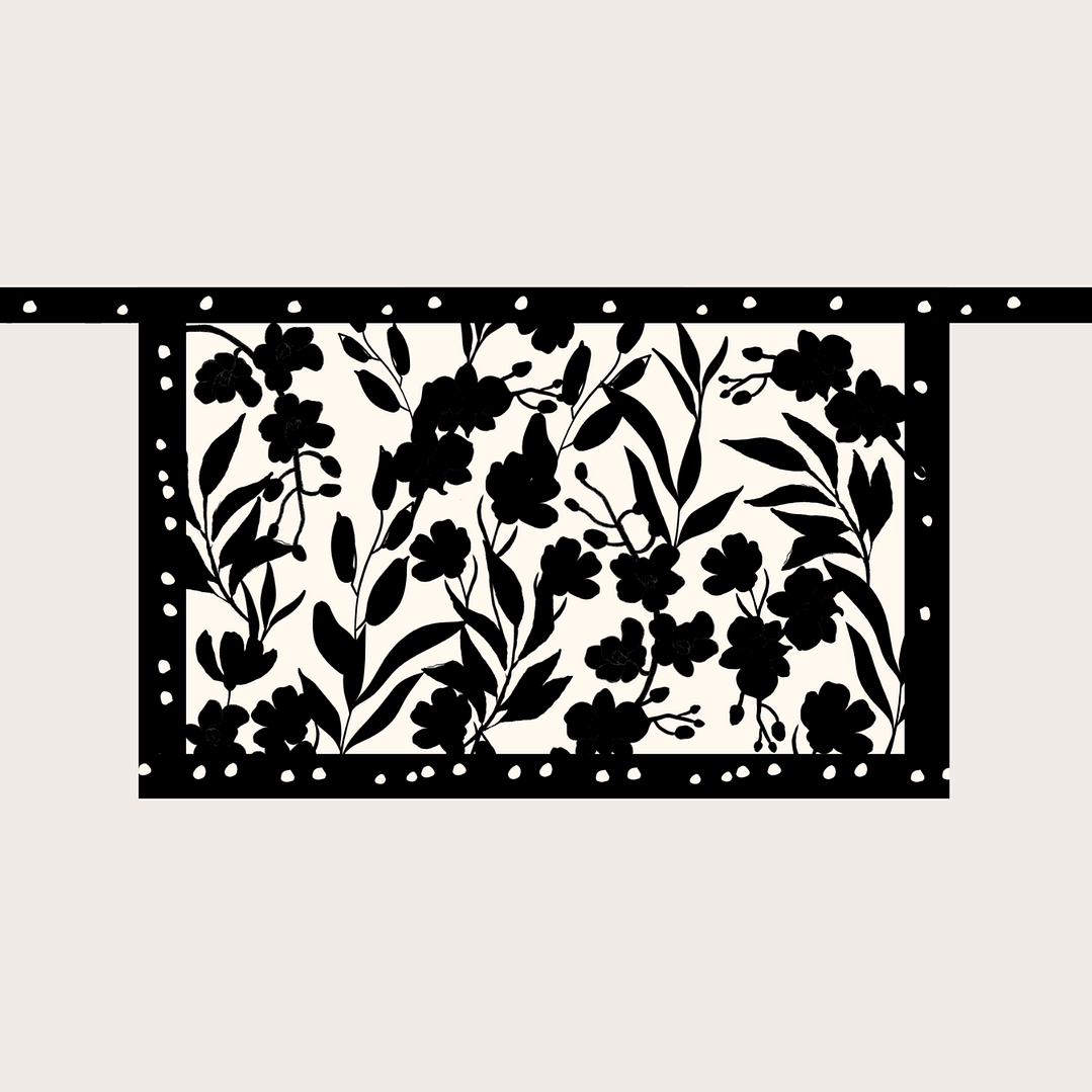 Falda Pareo Hojas y Flores Negras 3