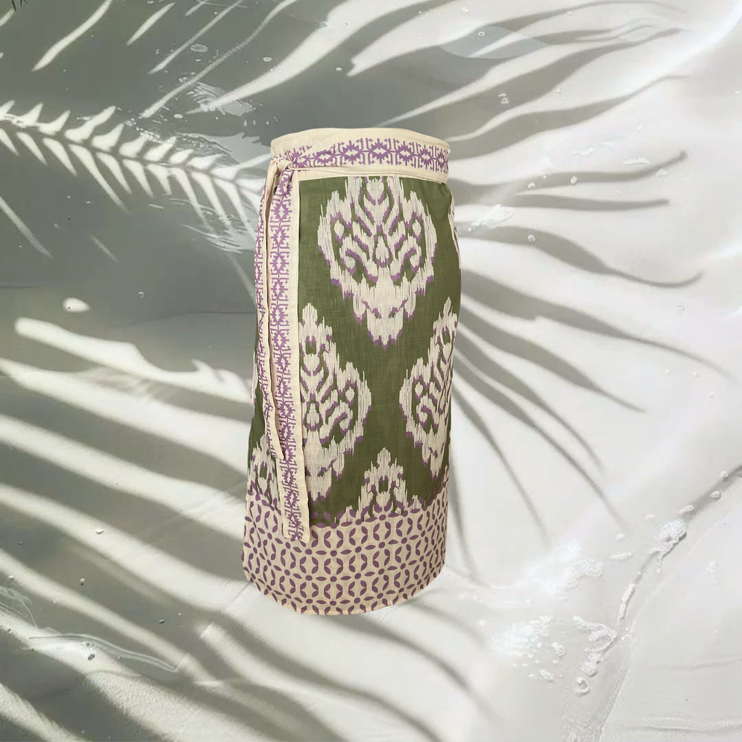 Falda Pareo Ikat Verde Lila 1