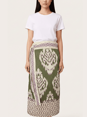Falda Pareo Ikat Verde Lila