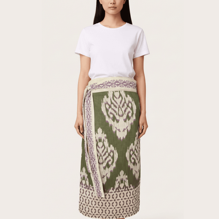 Falda Pareo Ikat Verde Lila 2