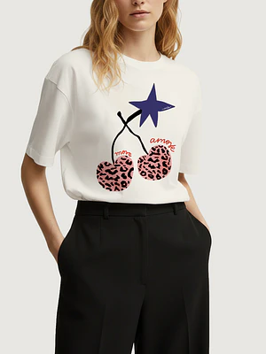 Camiseta Cerezas animal print
