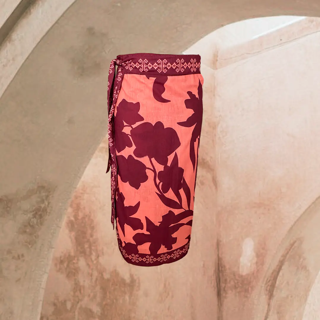 Falda Pareo Floral Cobrizo 1