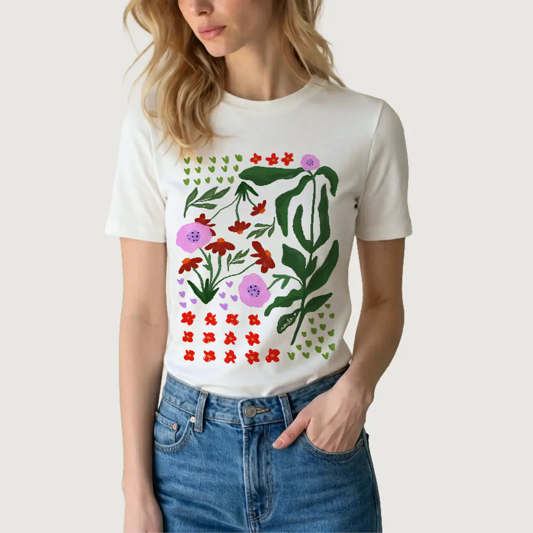 Camiseta Flores y hojas 1