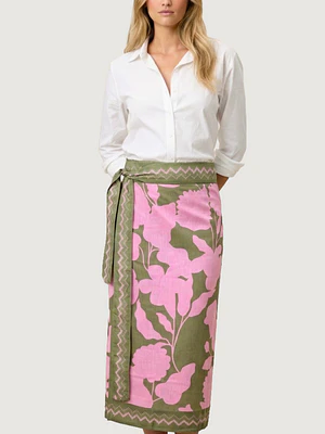 Falda Pareo floral verde y rosado