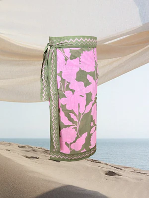 Falda Pareo floral verde y rosado