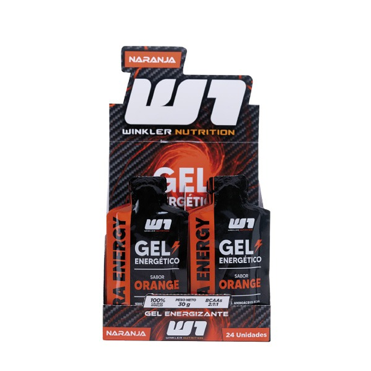 Gel Voltage Cafeína Naranja 40mg + BCAAs Caja 24 unidades – Winkler Nutrition 1