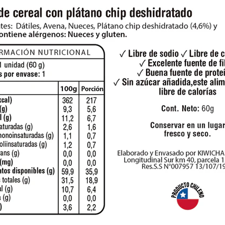 Barra Proteína Kiwicha  - Plátano 2