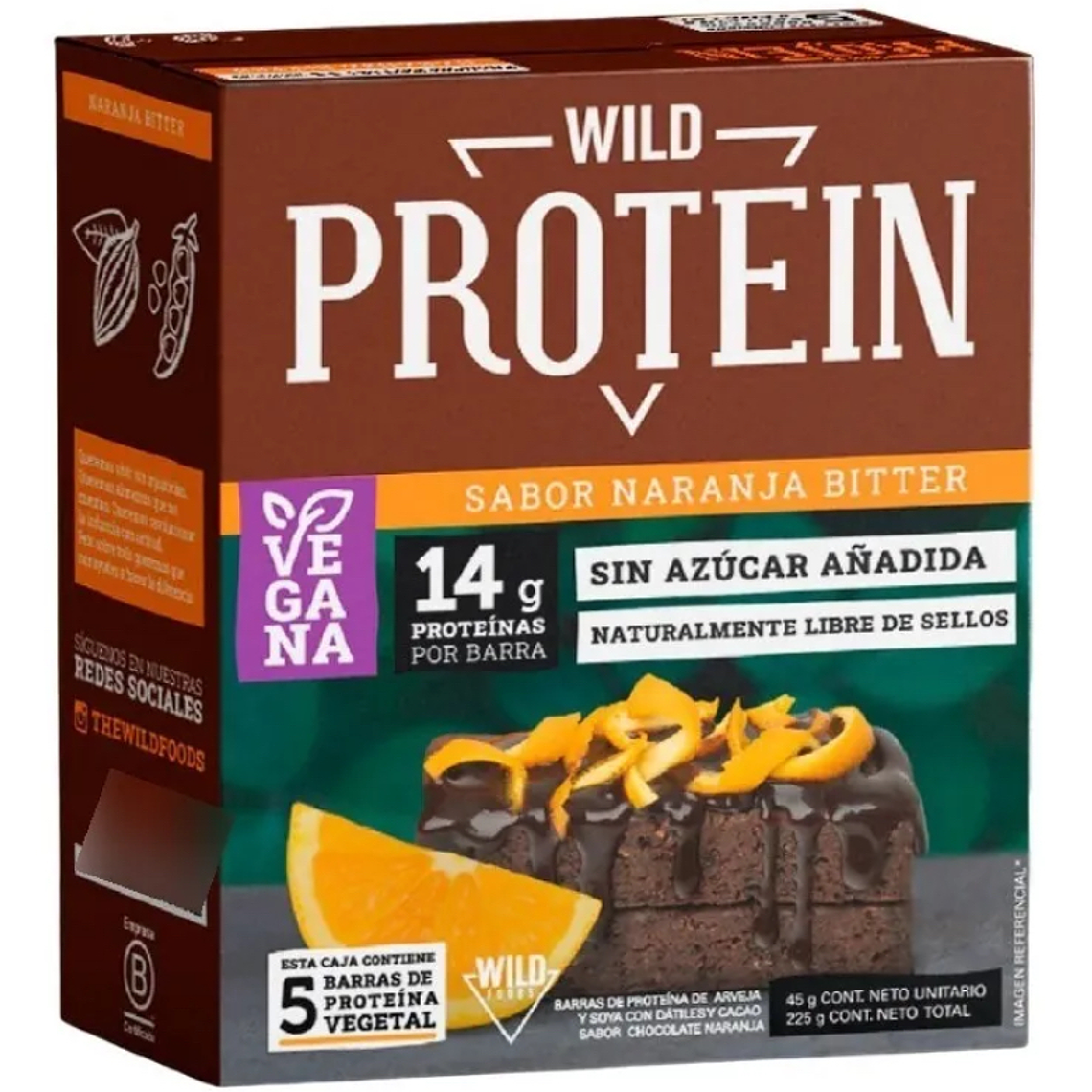 Barras de Proteína Chocolate Naranja 5 unidades Wild Foods 1