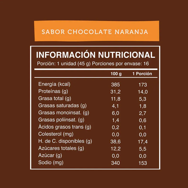 Barras de Proteína Chocolate Naranja 5 unidades Wild Foods 3
